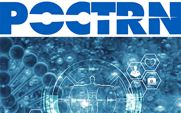 illustration of human with double helix and health symbols and logo of POCTRN across the top